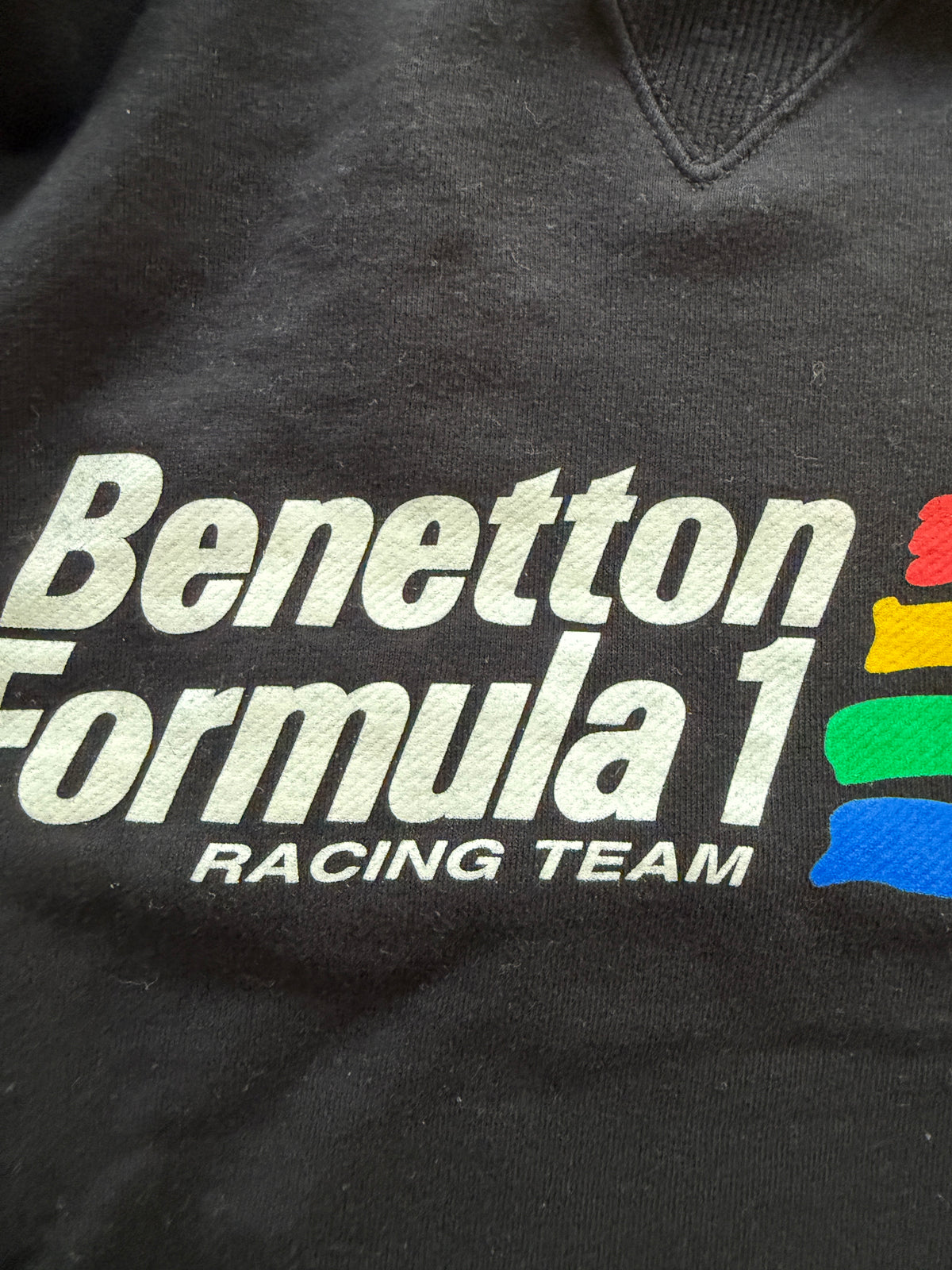 Vintage 1990s Benetton Formula 1 Racing Team Crewneck Sweatshirt — Black - Large