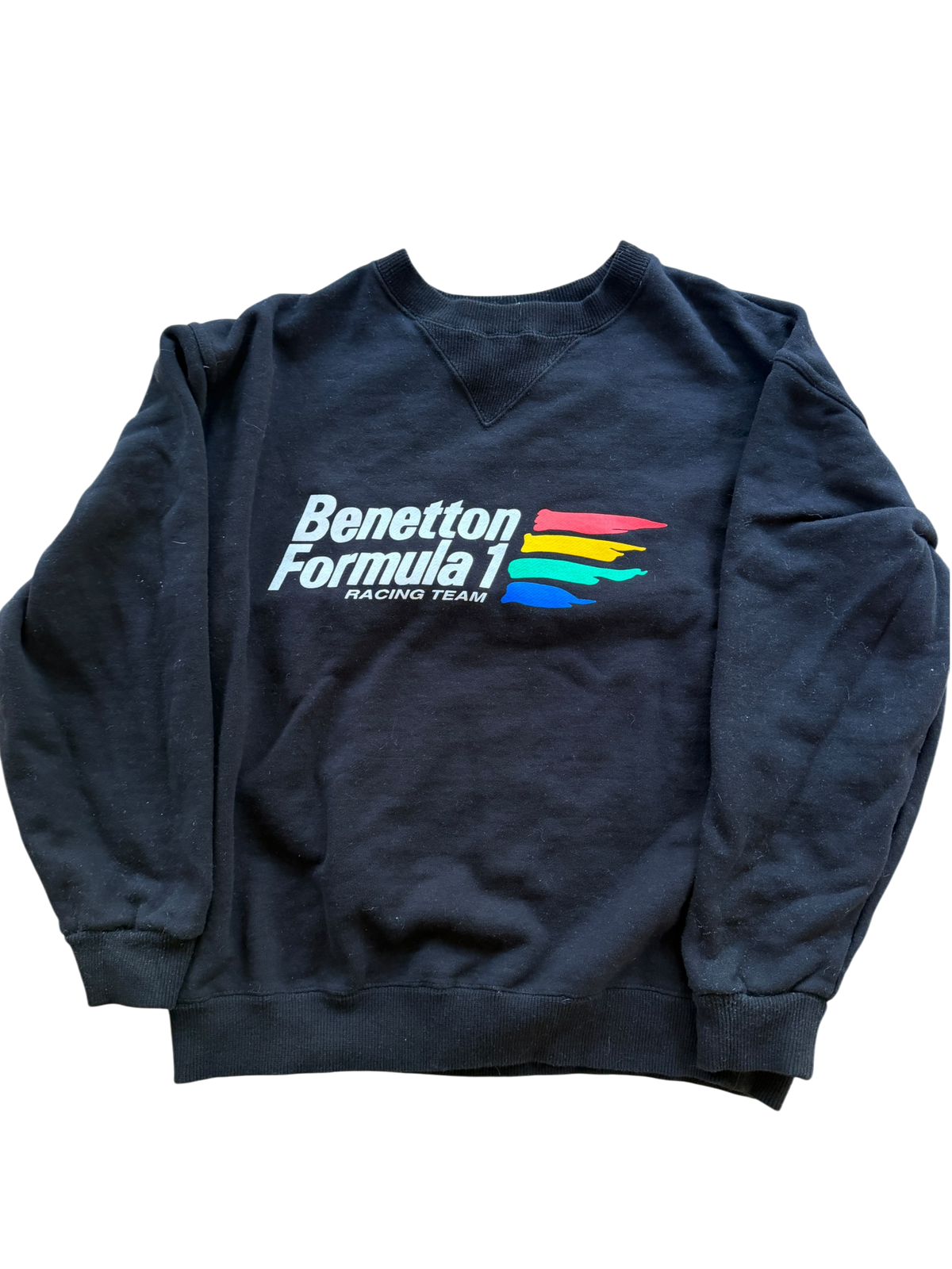 Vintage 1990s Benetton Formula 1 Racing Team Crewneck Sweatshirt — Black - Large