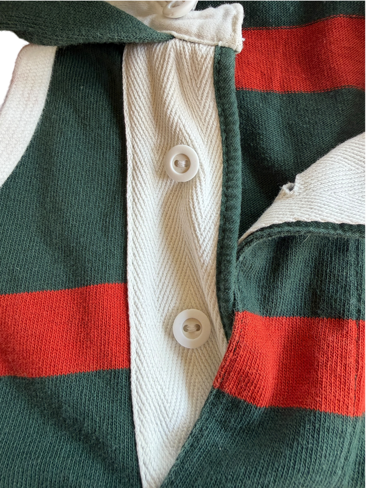 Vintage Polo Ralph Lauren Hooded Rugby Shirt | Forest Green & Red Stripe | Elbow Patch 2XB