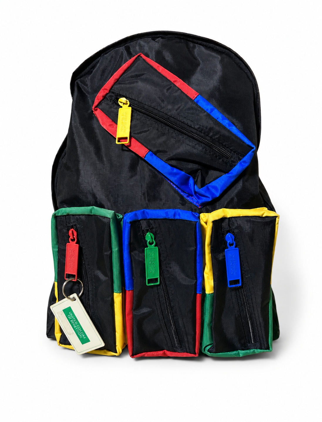 Vintage United Colors of Benetton Colorblock Nylon Backpack with Original Tag | c. 1990s