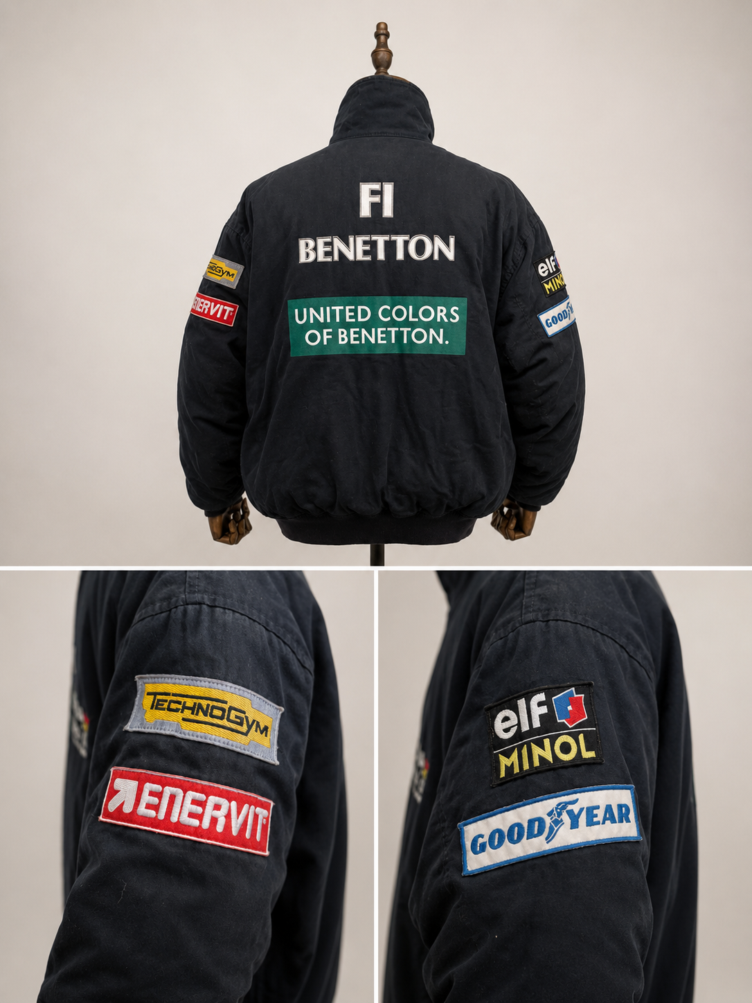 Vintage Benetton Formula 1 Racing Team Sponsor Jacket | Made in Italy | Rare Paddock Style Piece