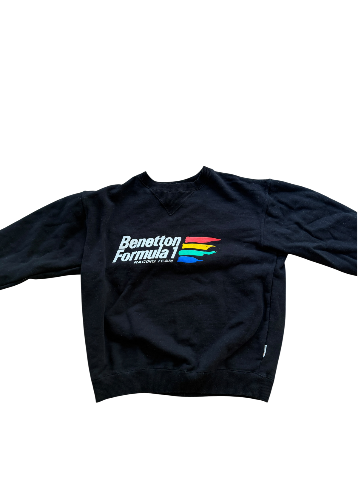 Vintage 1990s Benetton Formula 1 Racing Team Crewneck Sweatshirt — Black - Large
