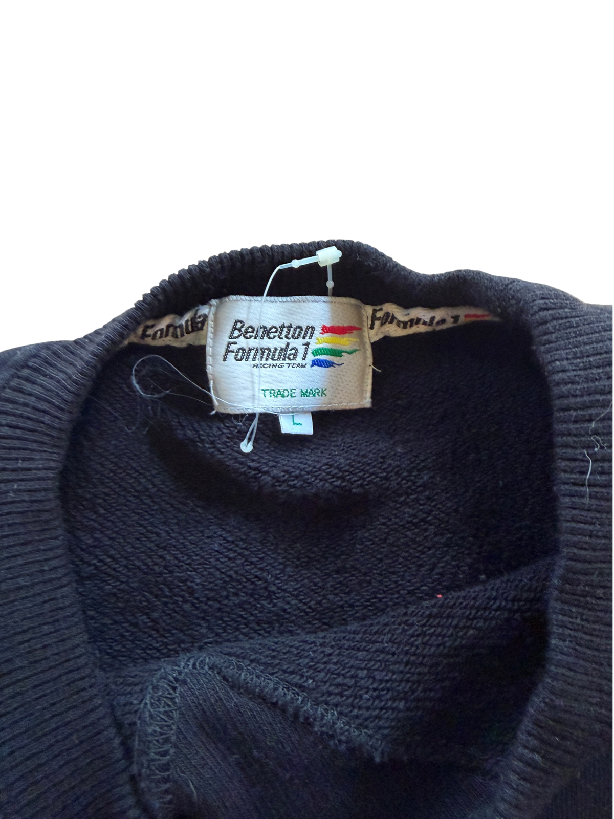 Vintage 1990s Benetton Formula 1 Racing Team Crewneck Sweatshirt — Black - Large