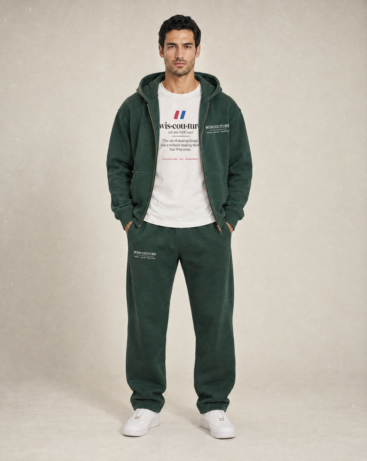 Wiscouture Barrel Leg Sweatpant — Dark Green