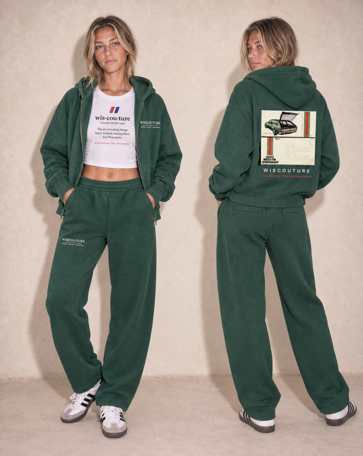 Wiscouture Barrel Leg Sweatpant — Dark Green
