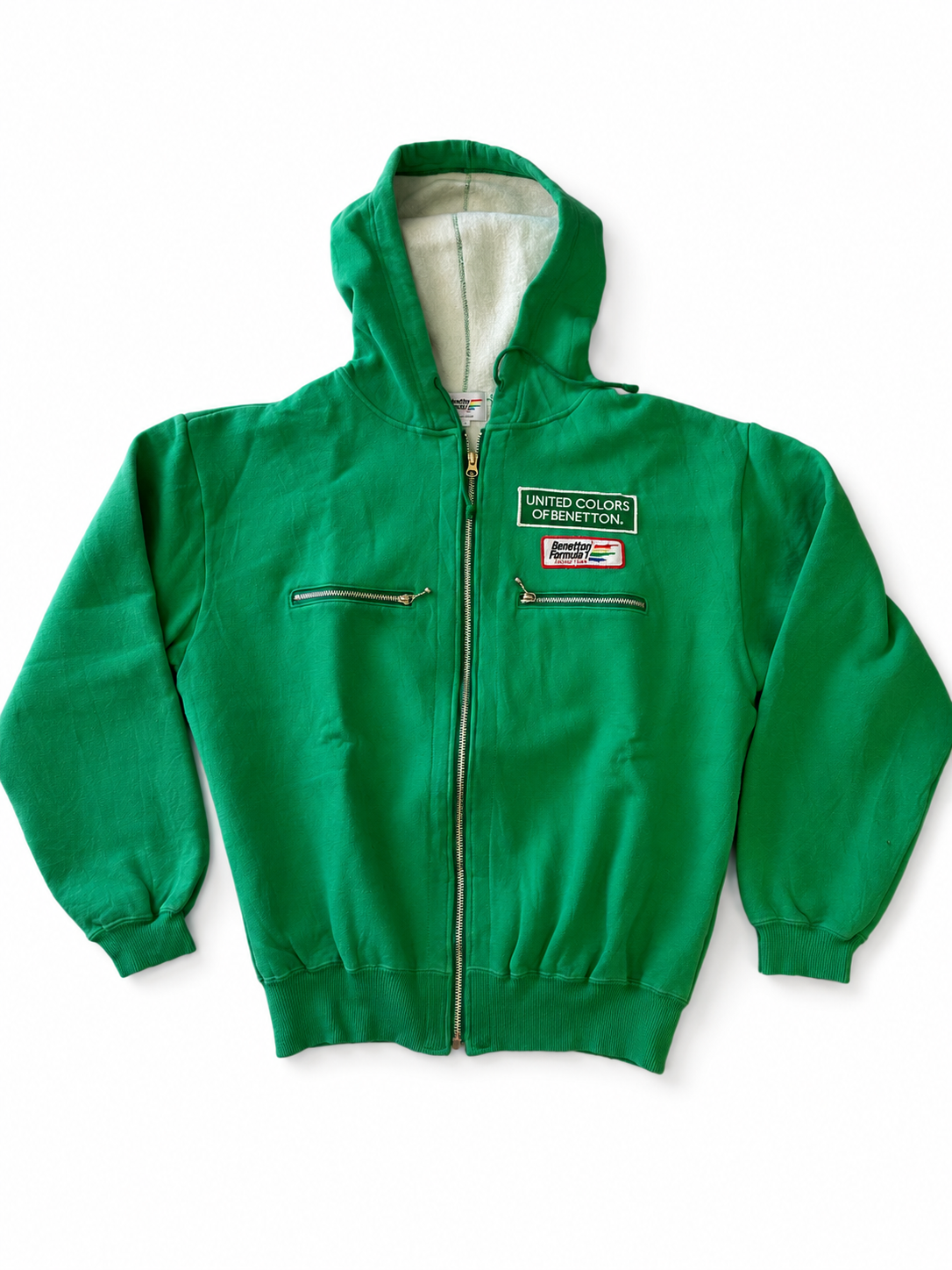 Vintage Benetton Formula 1 Racing Team Full-Zip Hoodie (1990s) – Official Licensed Team Apparel – Size L