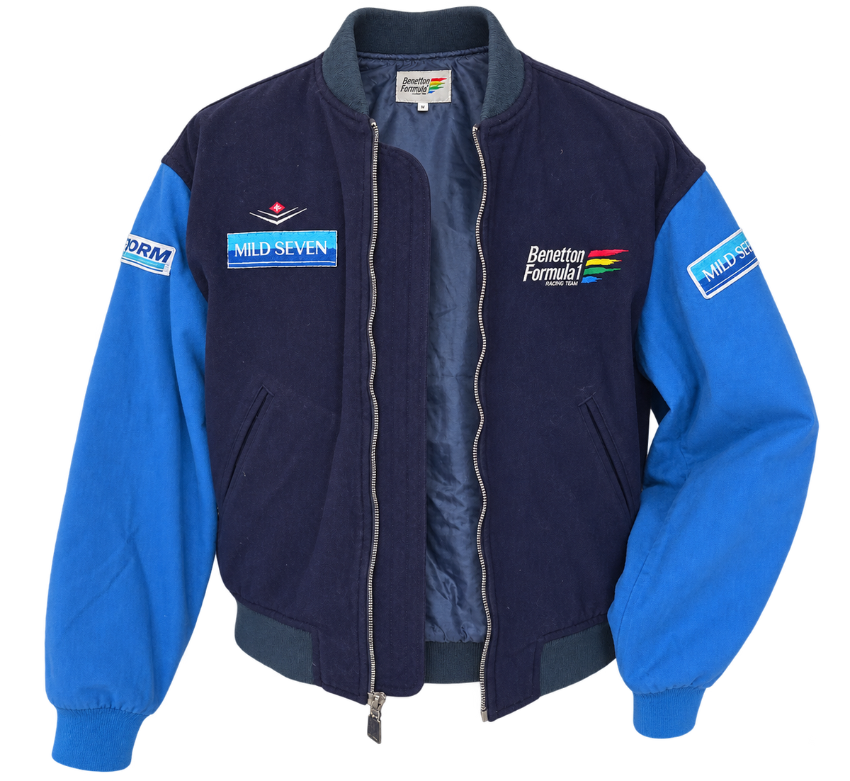 Vintage Benetton Formula 1 Mild Seven Bomber Jacket | Embroidered Motorsport Jacket | Size 48