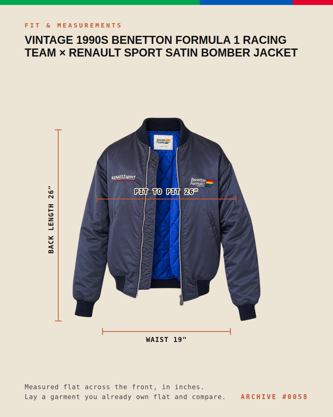 Vintage 1990s Benetton Formula 1 Racing Team × Renault Sport Satin Bomber Jacket