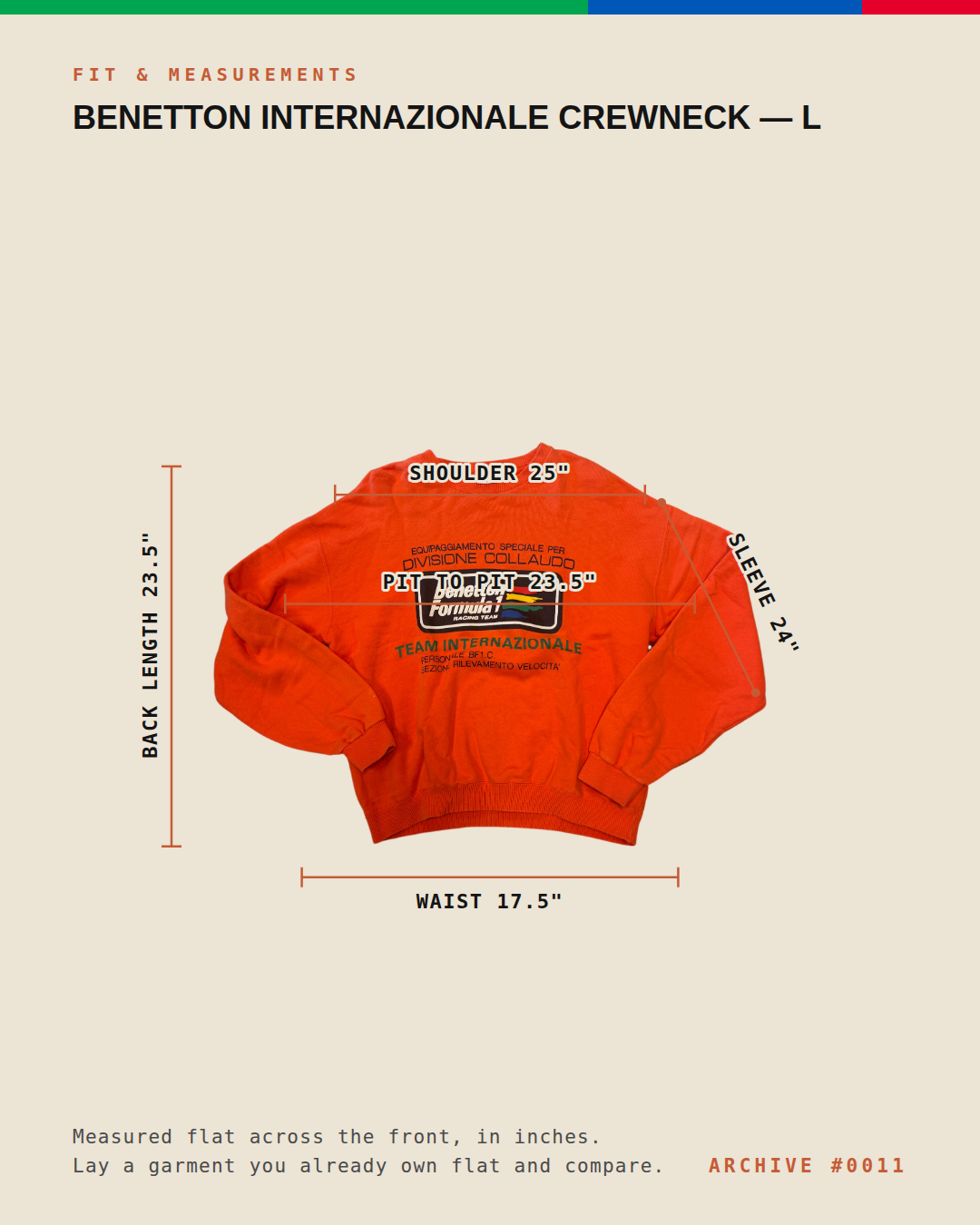Benetton Internazionale Crewneck — L