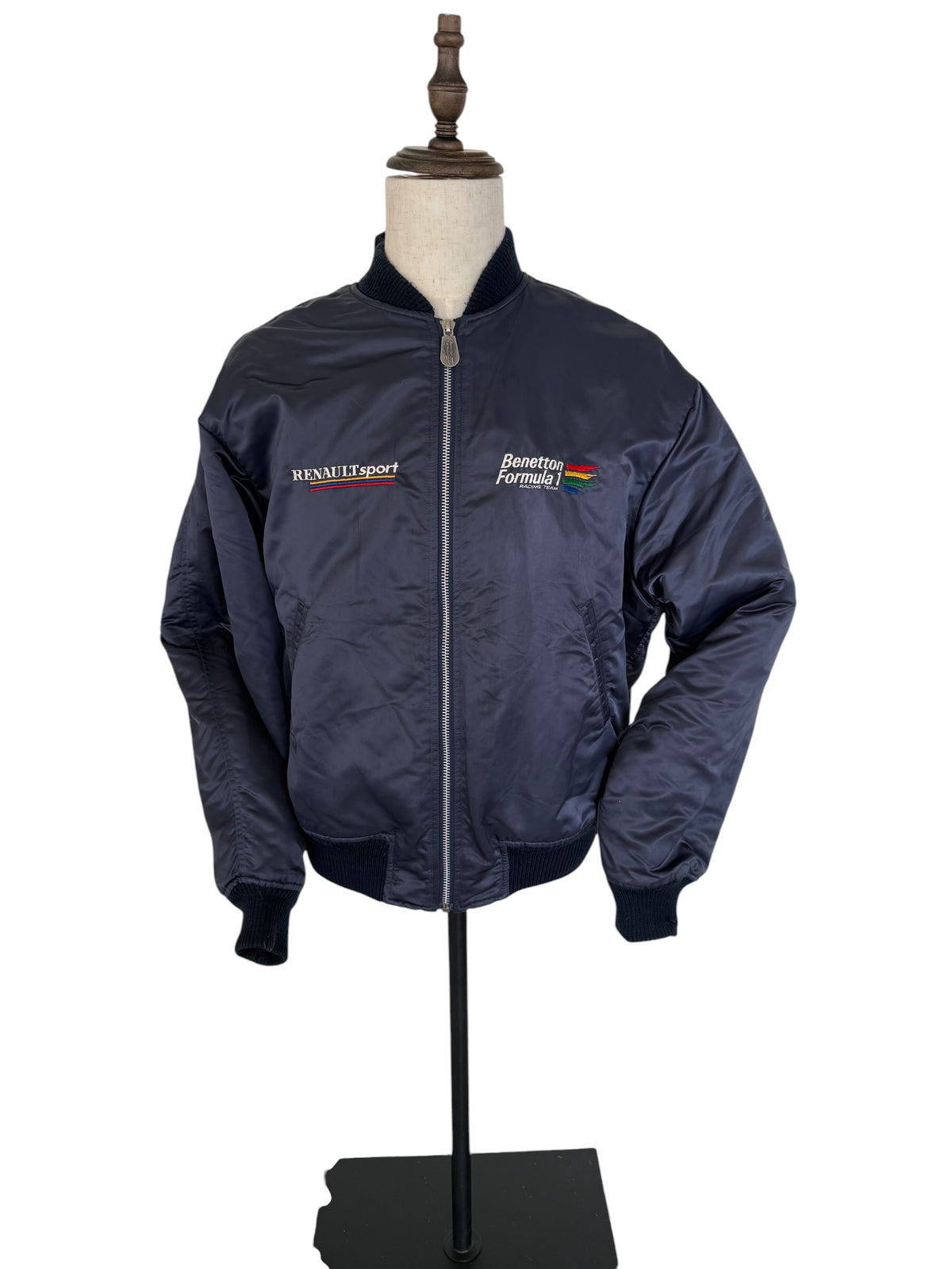 Vintage 1990s Benetton Formula 1 Racing Team × Renault Sport Satin Bomber Jacket